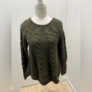 Elisabetta Collection Made in Italy olive cable knit sweater small wool alpaca